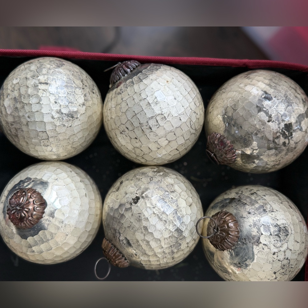 Elegant Silver Mosaic Christmas Ornaments